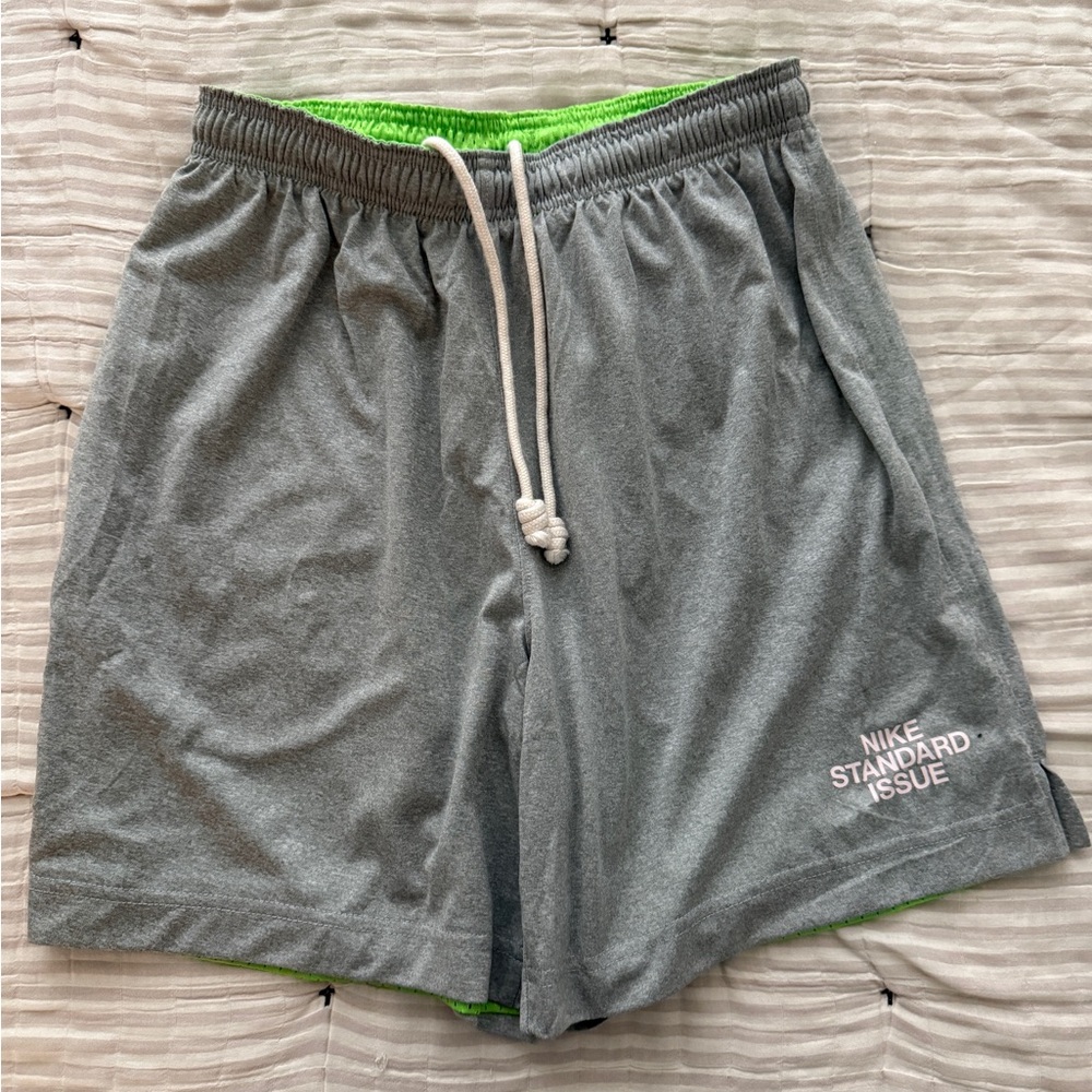 Nike Standard Issue Gray and Green Athletic Shorts